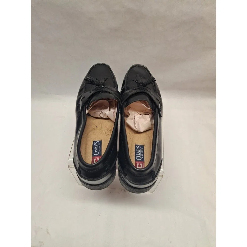CHAPS Mens Loafer Dress Shoes Black 0968334 Leather Kiltie Tassel Slip On 12M